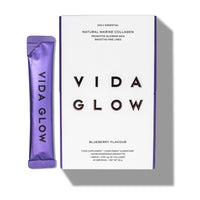 Vida Glow - Natural Hydrolysed Marine Collagen Sachets | Promotes Glowing Skin + Smooths Fine Lines (Blueberry, 30 Sachets)