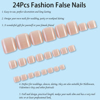 DMQ Nude Pink Fake Toe Nails, 24PCS Nude Short Square French False Toenails,Removable Reusable Artificial Nails,Full Cover Acrylic Toe Nail Art Tips for Women (Nude Pink, One Size)