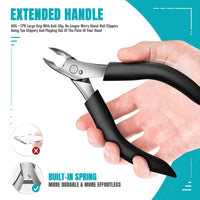 Toenail Clippers for Thick Nails - Heavy Duty Professional Thick & Ingrown Toe Nail Clipper for Men & Elderly, Large Toenail Scissors for Seniors/Mens/Women,Long Handle Safety Strong RONAVO(Black)