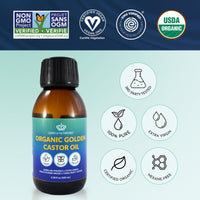 QUEEN OF THE THRONES Queen of the Thrones Organic Golden Castor Oil - Expeller-Pressed Oil for Self-Care - Multipurpose Clean Beauty Product for Hair, Nail & Skin Hydration - 100mL