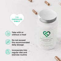 LOVE LIFE SUPPLEMENTS Mushroom Complex by LLS | Contains 1000mg Reishi, Chaga, Cordyceps, Lions Mane and Shiitake Mushrooms | 120 Capsules - 2 Month Supply | No Fillers | Vegan | Love Life Supplements