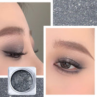LYNTYAOU Silvery Gray Glitter Eyeshadow, Shimmer Cream Eye Shadow, Metallic Smoky Single Eye Shadow Cool Make-Up Palettes, Smooth Shiny Pearlescent Blendable Liquid Eyeshadow For Women Makeup (5g)