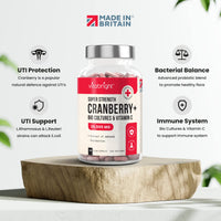 Cranberry Capsules 35,000mg High Strength - with Probiotics/Bio Cultures and Vitamin C - 150 Capsules - Advanced Cranberry Extract Supplement - Made in UK by VitaBright