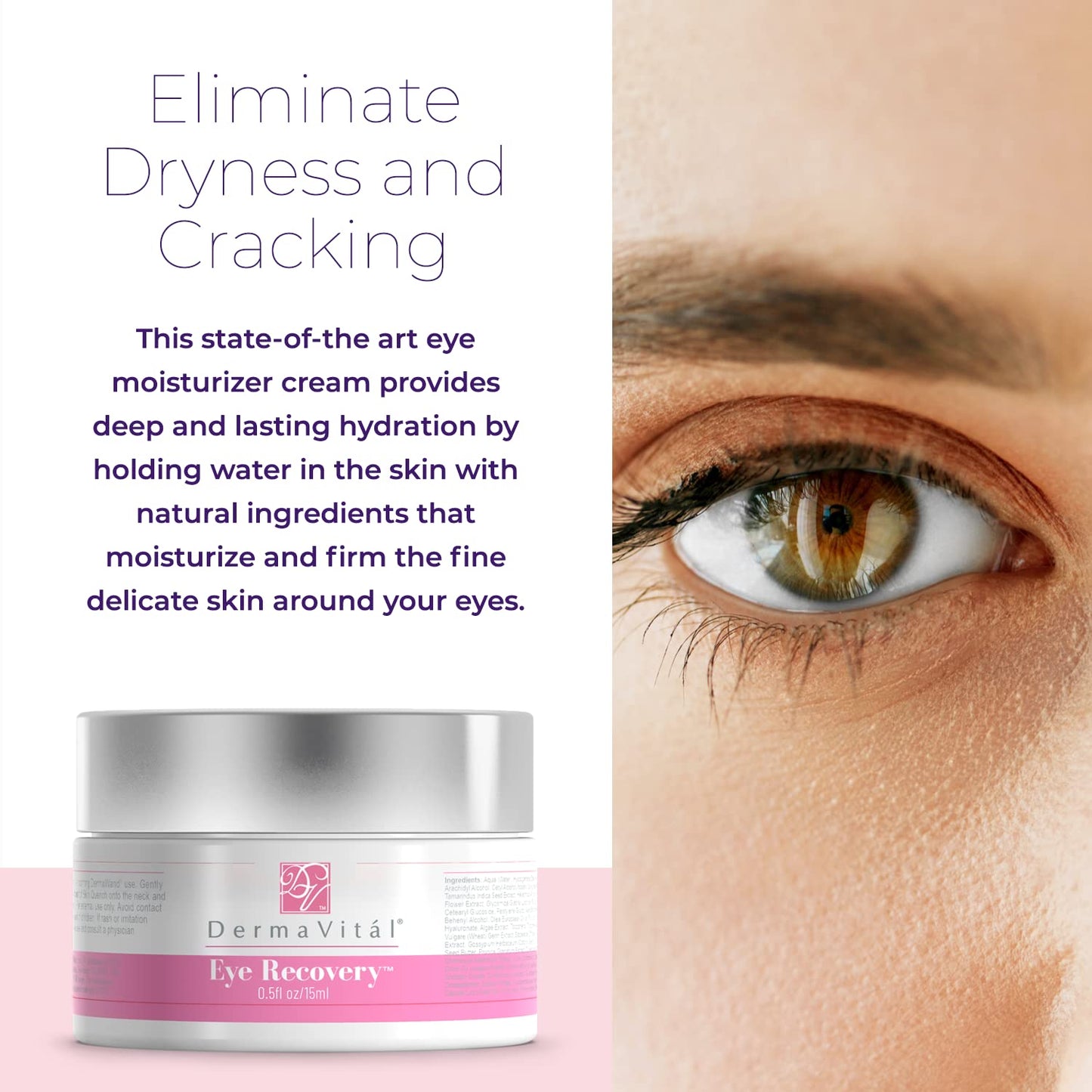 DermaVitál DermaVital Eye Recovery - Eye Cream for Wrinkles - Reduces the Appearance of Dark Circles, and Bags Under Your Eyes - Regain Youthful Eyes - 0.5 Fl Oz
