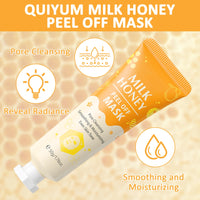 GMHLLES Honey Tearing Mask, Peel off Mask with Natural Propolis, Skin Clean Pores Shrink, Hydrating and Moisturizing, Reduces Fine Lines & Wrinkles（50g 2PCS）