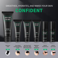 ISBEAUSOLS 6PCS Mens Skincare Set & Kits: Face Wash, Face Scrub for Men, SPF 20 Face Moisturiser Men, Night Cream, Face Serum, Eye Cream - Smoothes & Hydrates & Controls Oil - Perfect Mens Gift Set