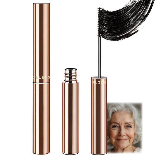 Wormeer Black Mascara for Older Women 60 Plus - Telescopic Mascara Waterproof Specially Designed for Mature Women, Smudge-proof, Ultra-Precise Slim Adjustable Brush to Any Angle, Smudge-proof,No Clumps
