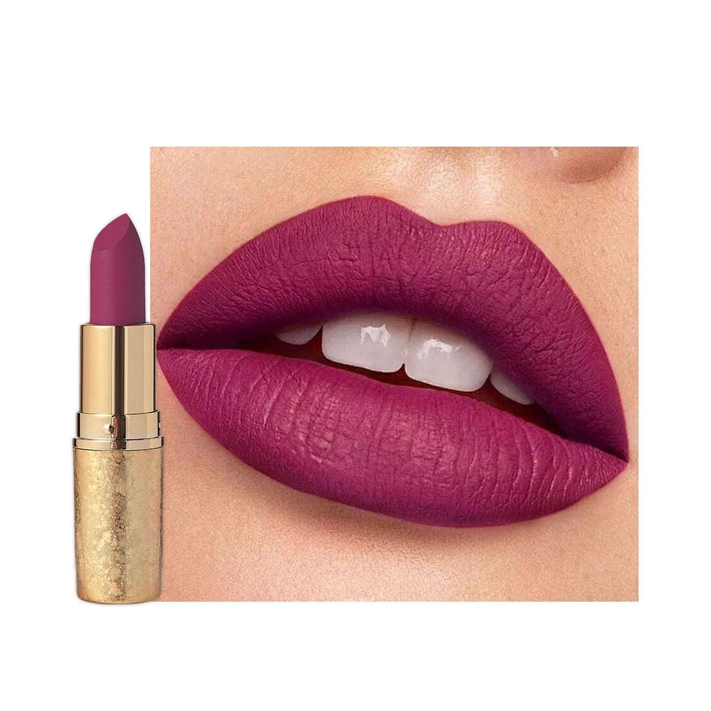 LYNTYAOU Purple Matte Lipstick, Dark Red Lip Stick for Women, Hot Color Lipgloss Smooth Full-Coverage Moisturizing, Waterproof Non-sticky Lips Tinted, Lip Balm Long Lasting Gift for Lady