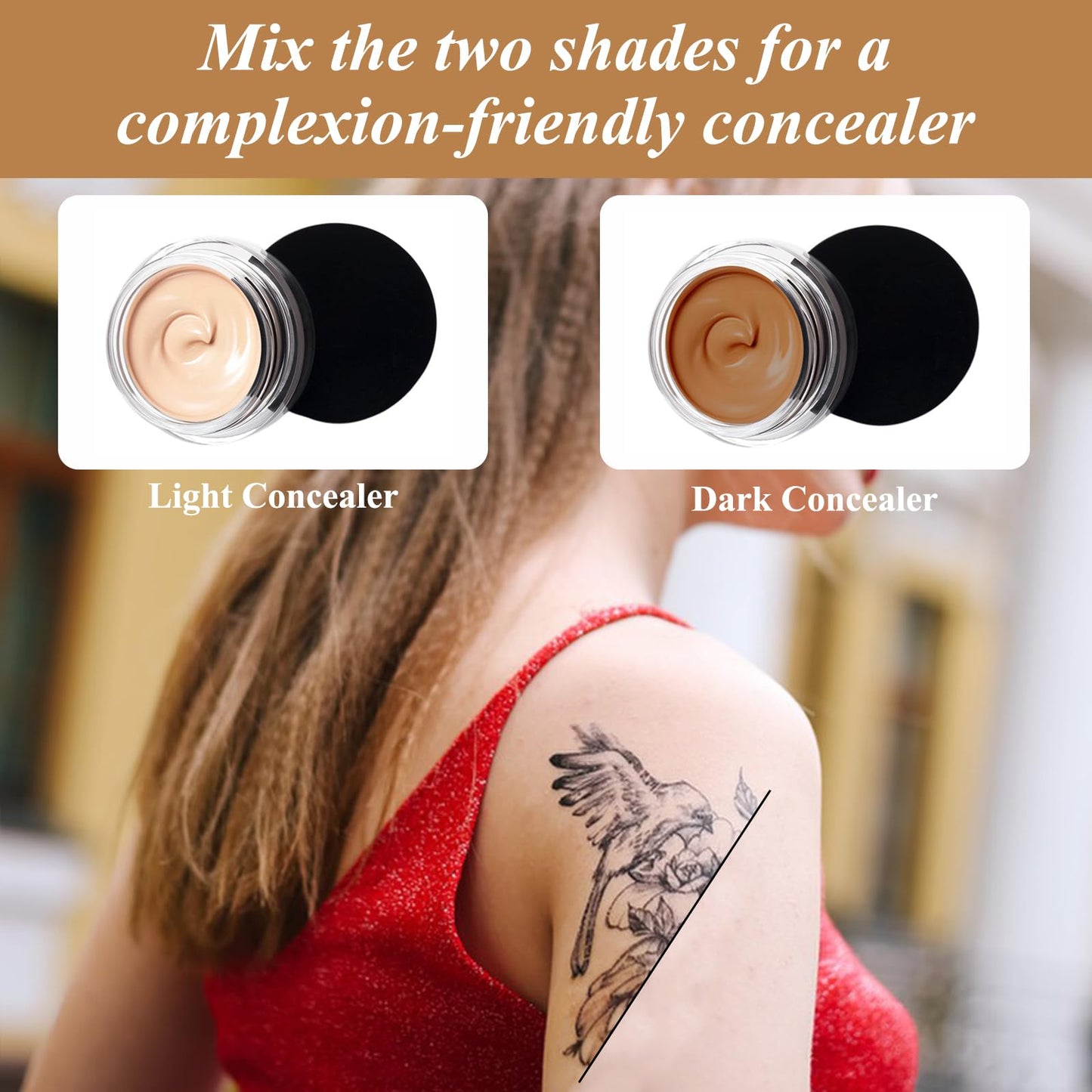 Nadiaen Tattoo Cover up Makeup Waterproof & Sweatproof Tattoo Concealer Full Coverage Body Concealer Hidden Spot Birthmarks Scars for Men and Women