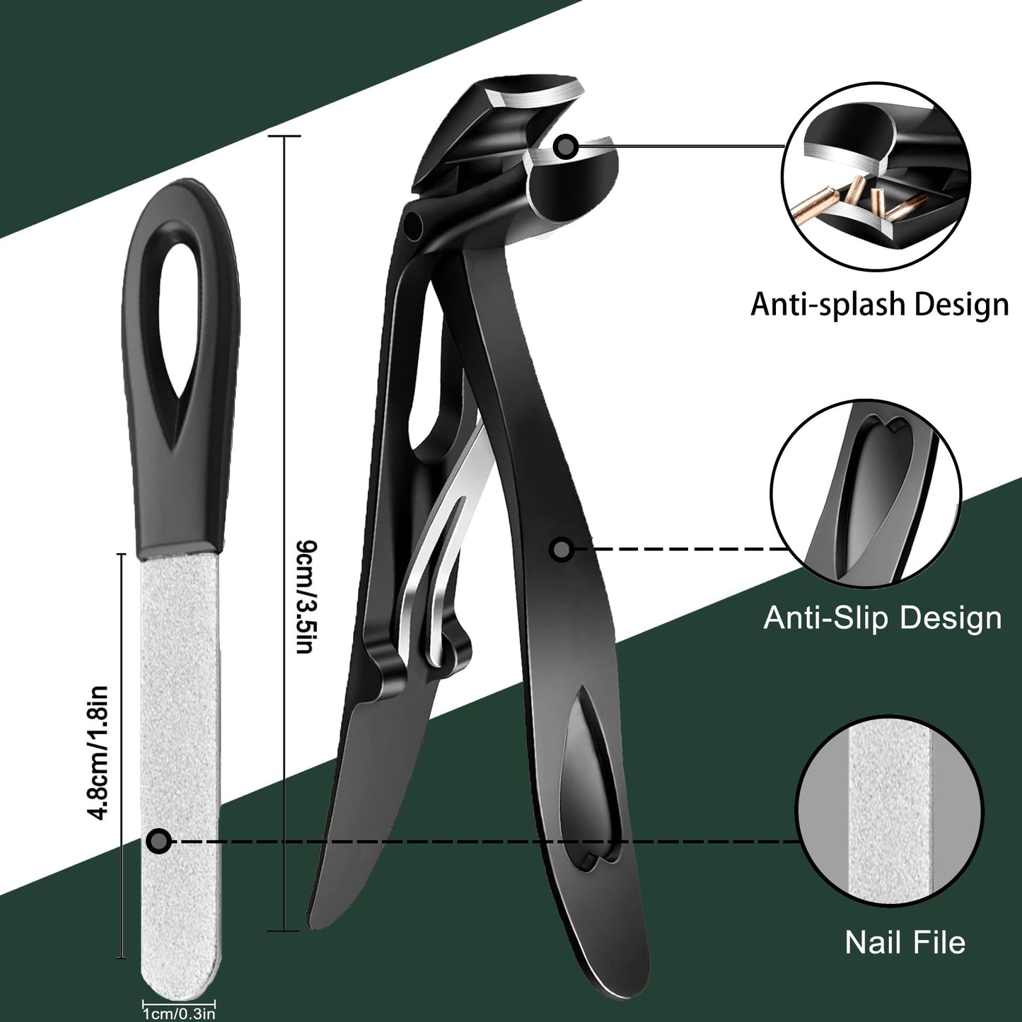 yenlk Angled Head Nail Clippers for Thick Nails, Ergonomic Toenail Clipper, Premium Steel Nail Cutter Trimmer with Catcher for Seniors/Pregnant Women, Less Bending More Comfort