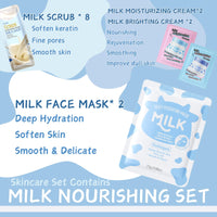 Cureluxe 21pcs Milk Skin Care Sets & Kits - Milk Beauty Gifts for Teenage Girls - Nourish Skin Pamper Gifts for Women Kit with Cleanser,Eyecream,Cream,Serum,Scrub,Mask,Brush,Headband,Lovely Greet Card