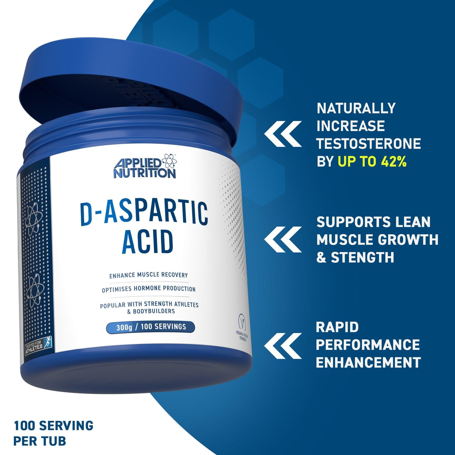 Applied Nutrition D-Aspartic Acid - Natural Booster for Enhanced Performance (300g - 100 Servings)
