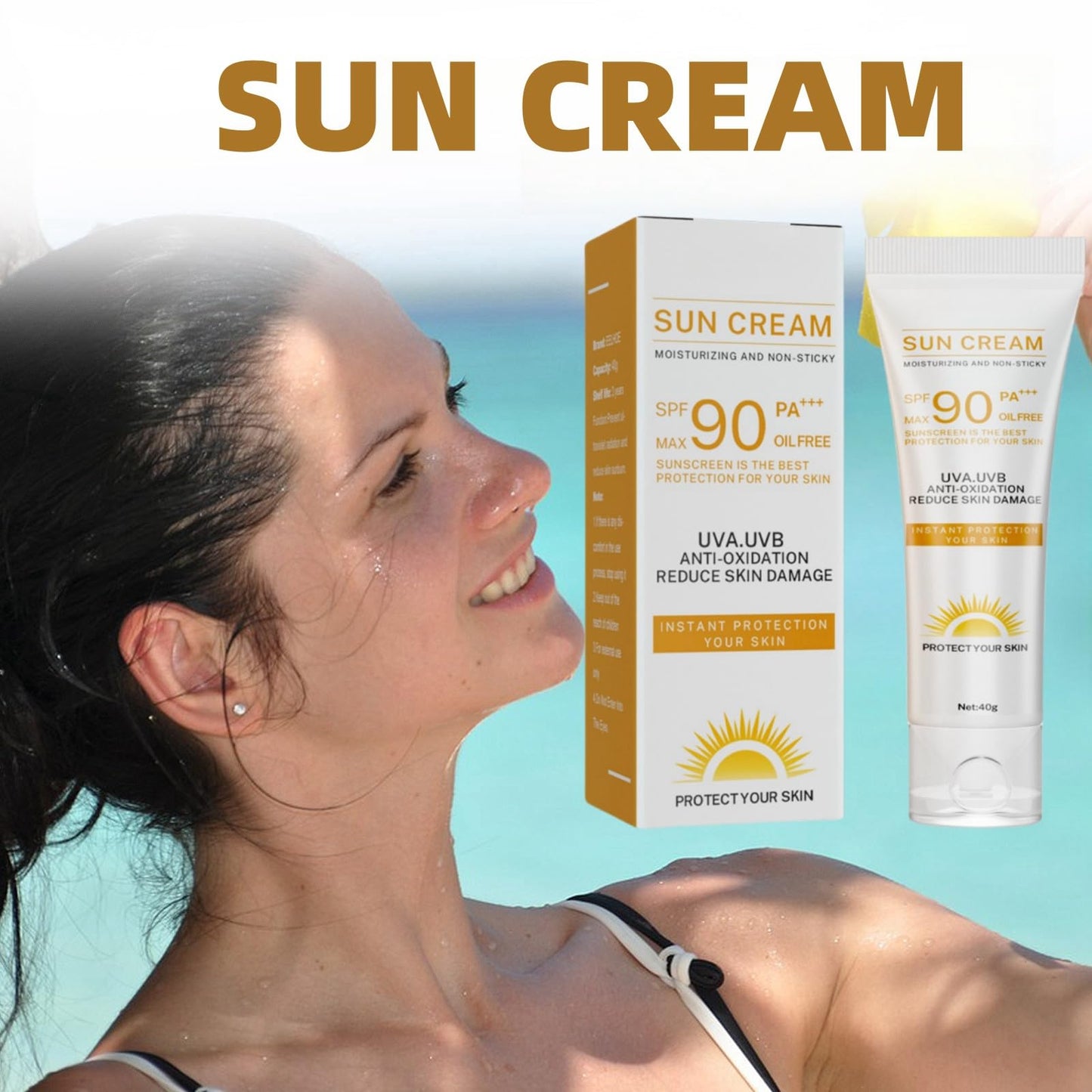 Suncream SPF 90,SPF 90 Face Moisturiser,Sun Lotion Cream for High Sun Protection SPF 90,Anti Sun UVA/UVB Radiation Protection Lotion,Sun Cream Factor 90, Effectively Isolate Ultraviolet Rays