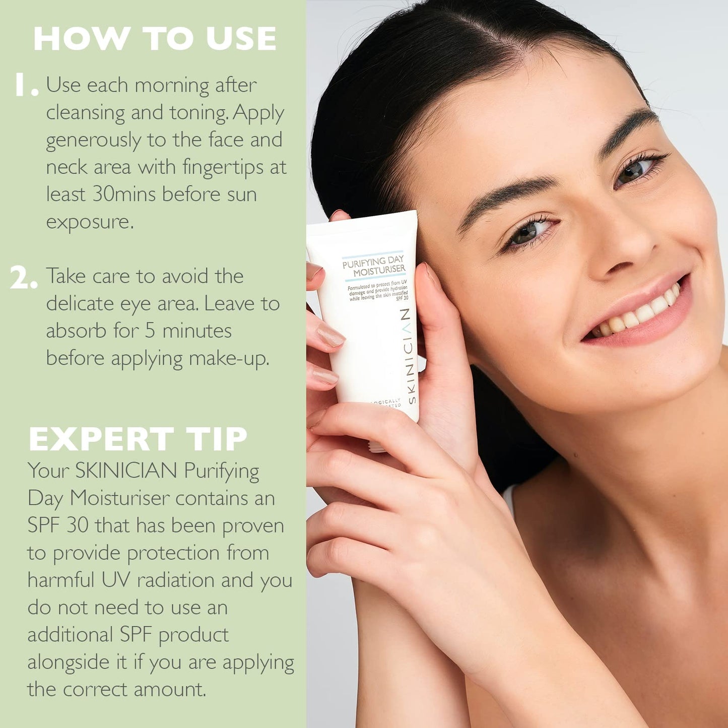 SKINICIAN Purifying Day Moisturiser SPF30 - Lightweight Moisturising Face Cream for Oily Skin - Mattifying Lotion - Anti-Wrinkle Face Moisturiser - Hydrating Formula Suitable for Problem Skin (50ml)