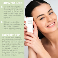 SKINICIAN Purifying Day Moisturiser SPF30 - Lightweight Moisturising Face Cream for Oily Skin - Mattifying Lotion - Anti-Wrinkle Face Moisturiser - Hydrating Formula Suitable for Problem Skin (50ml)