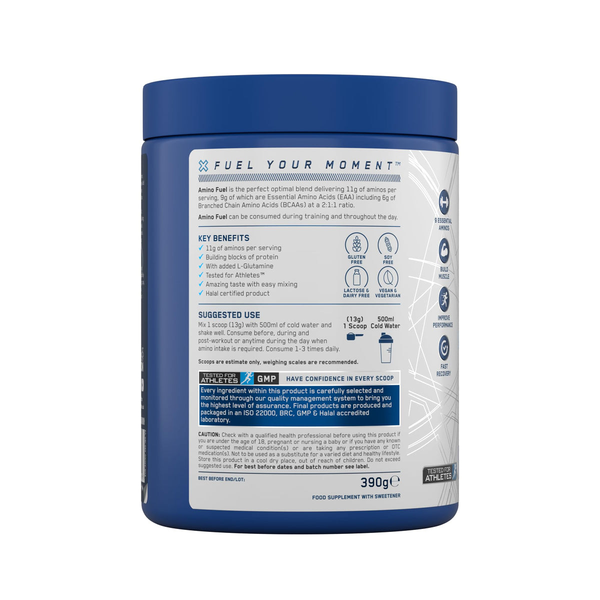 Applied Nutrition Amino Fuel - Amino Acids Supplement, EAA Essential Amino Acids Powder, Muscle Fuel & Recovery (390g - 30 Servings) (ICY Blue Raz) (New)