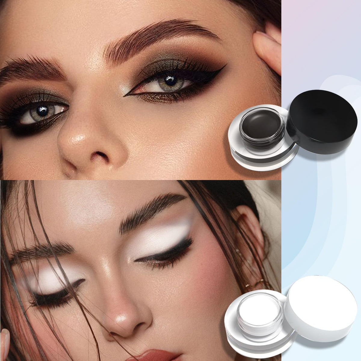 Generic Black Matte Eyeshadow Cream in Compact Glass Jar - Dual-Ended Brush for Smoky Eye Makeup, Highly Pigmented Long-Lasting Velvety Formula, Ideal for Evening Wear & Professional Use