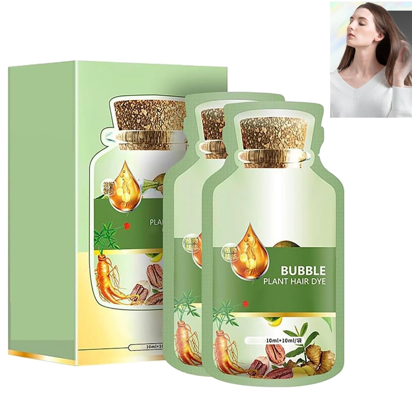 GNAUMORE Bubble Plant Hair Dye,Bubble Hair Dye,New Botanical Bubble Hair Dye,Hair Dye Shampoo,Natural Plant Hair Dye,Bubble Gentle Hair Coloring,Natural Hair Color Foam Bubble Shampoo(Chestnut brown)