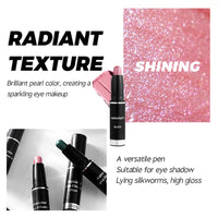 LYNTYAOU Rose Pearl Pink Shimmer Eyeshadow Stick, Bright Pink Color Pen, Metallic Mermaid Cream Eye Shadow Crayon, Pearlescent Glitter Eyeshadows Pencil, High Pigmented Eyeliner Smooth for Eyes Makeup