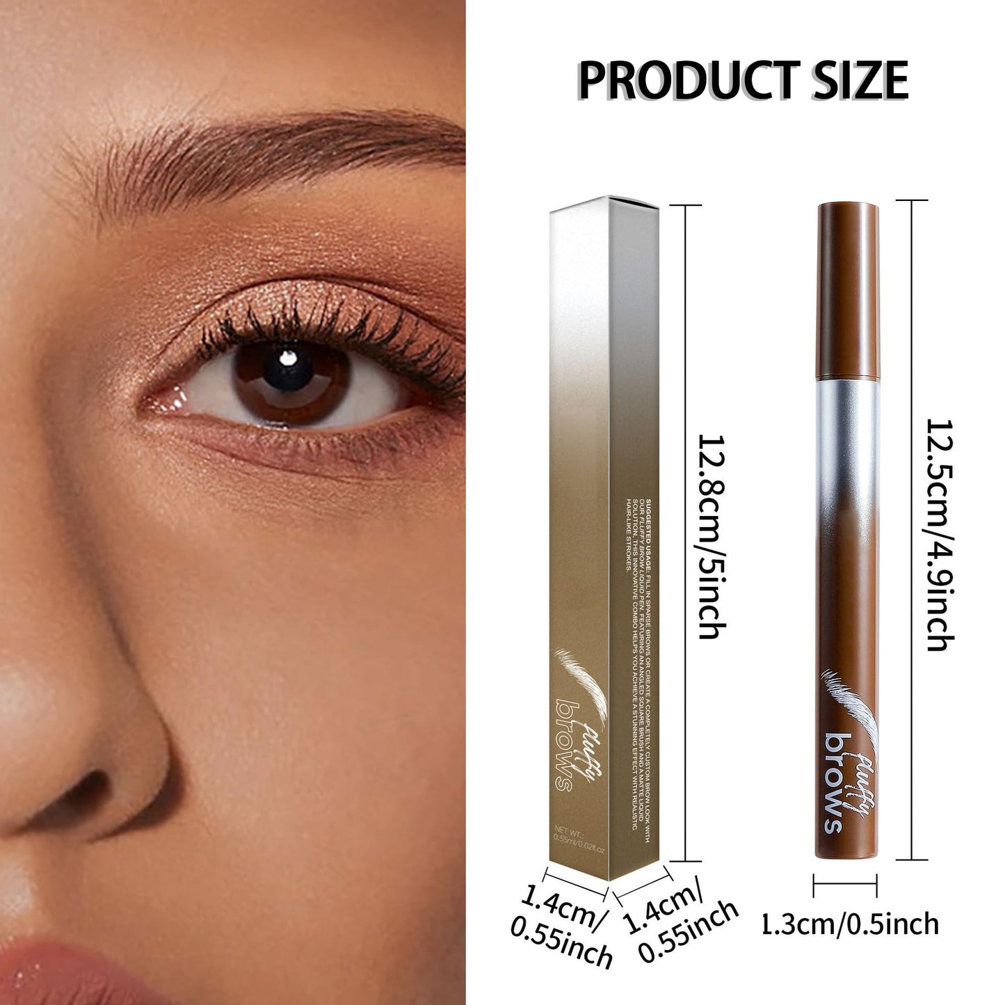 Magic Liquid Eyebrow Pen & Angled Brush Pencil - Waterproof, Long-Lasting For Natural Full Brows (03 Espresso）