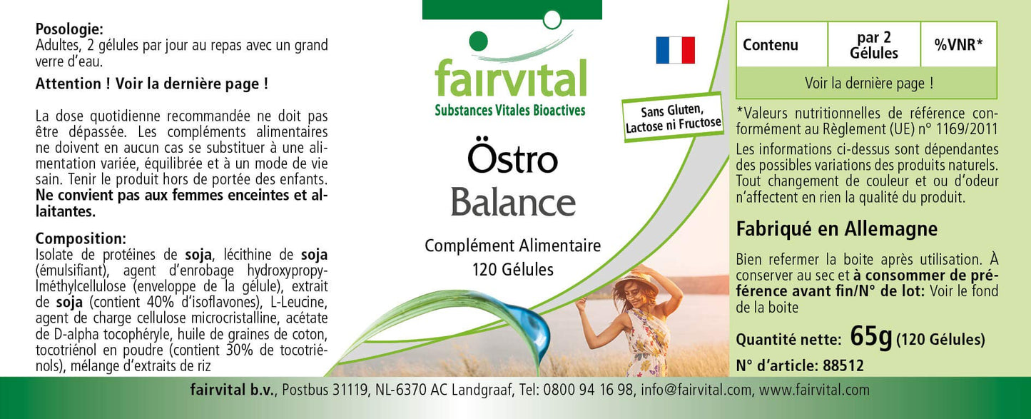 fairvital Fairvital | Oestro Balance - HIGH DOSAGE - 120 capsules - soybean isoflavones (genistin, daidzin, glycitein) with vitamin E