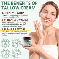 XAYGHE Beef Tallow Honey Balm - Organic Grass Fed Tallow Face Cream - Deeply Nourishing & Moisturizing Beef Tallow Skin Care for for Dry Skin, 120g