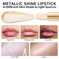 Oulac OULAC Metallic Shine Glitter Lipstick Set, Nude High Impact Lipcolor, Lightweight Soft and Ultra Hydrating, Long Lasting, Vegan 13+27