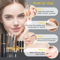 Boxoyx Pimple Popper Tool Kit - 10Pcs Blackhead Remover Comedone Extractor Tool Kit with Metal Case for Quick and Easy Removal of Pimples, Blackheads, Zit Removing, Forehead, Facial and Nose(Black)