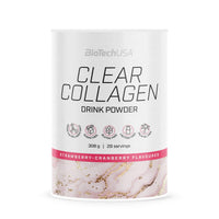 BioTechUSA Clear Collagen Drink Powder, A Refreshing, Flavoured Drink Powder containing hydrolysed Collagen and Sweetener, 308 g, Strawberry & Cranberry