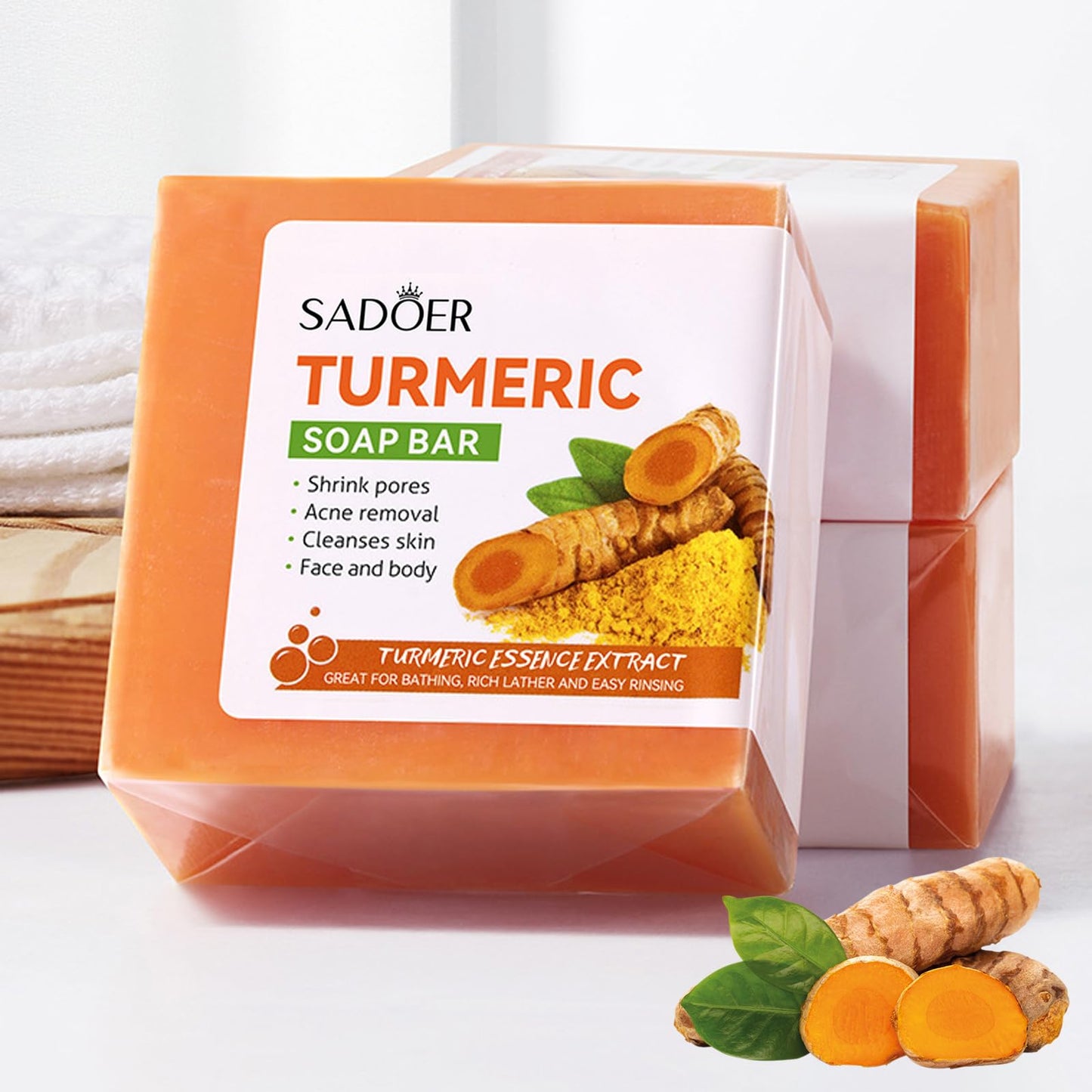 Angivlga Turmeric Soap,Natural Handmade Soap Bar For Dark Spot Corrector,Face,Body
