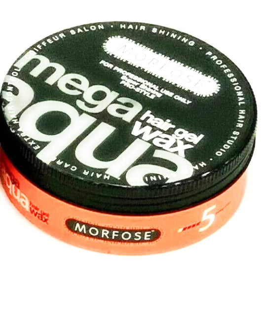 Morfose Mega Aqua Hair Gel Wax - Shine Look, Edge Control,Ultra Hold for Men & Women, Developed by Barbers - Hair Gel, Hair Wax, Hair Powder, Pomade & Clay for Styling (150 ml, Mega Aqua)