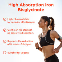 Purolabs Premium High Strength Iron Tablets for Women & Men – Gentle Iron Complex with Vitamin C, B12, B9 Folate & Zinc – Energy, Immunity & Blood Support – 60 Vegan Capsules