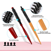 Mozeat Lens Small Round Hair Brush, 2 Pcs Mini Roller Brushes with Stiff Nylon Bristles, Professional Salon Hairdressing Brush for Blow Drying Curly Hair Styling Bangs Lifting Beard Care