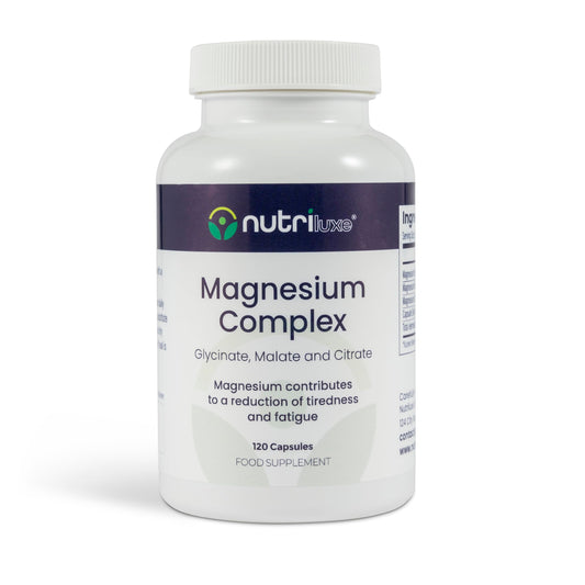 nutriluxe Nutriluxe Magnesium Glycinate Complex - 202mg Elemental Magnesium, 3 Forms - High Absorption - Chelated - Sleep, Muscle Function & Energy Support - UK Made, GMP Certified - 120 Vegan Capsules