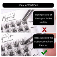 Magnetic SL Individual Lashes 144 Cluster Lashes 3D False Eyelashes Natural Look D Curl Reusable Fluffy Individual Cluster Lashes Soft Eyelashes DIY Cluster Eyelash Extensions Mix 10-16MM-DM17