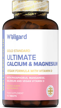 Wellgard Vegan Calcium Magnesium Zinc and Vitamin D Capsules - Calcium Supplement, Calcium Tablets with Phosphorus, Manganese, Selenium, Copper, Made in UK