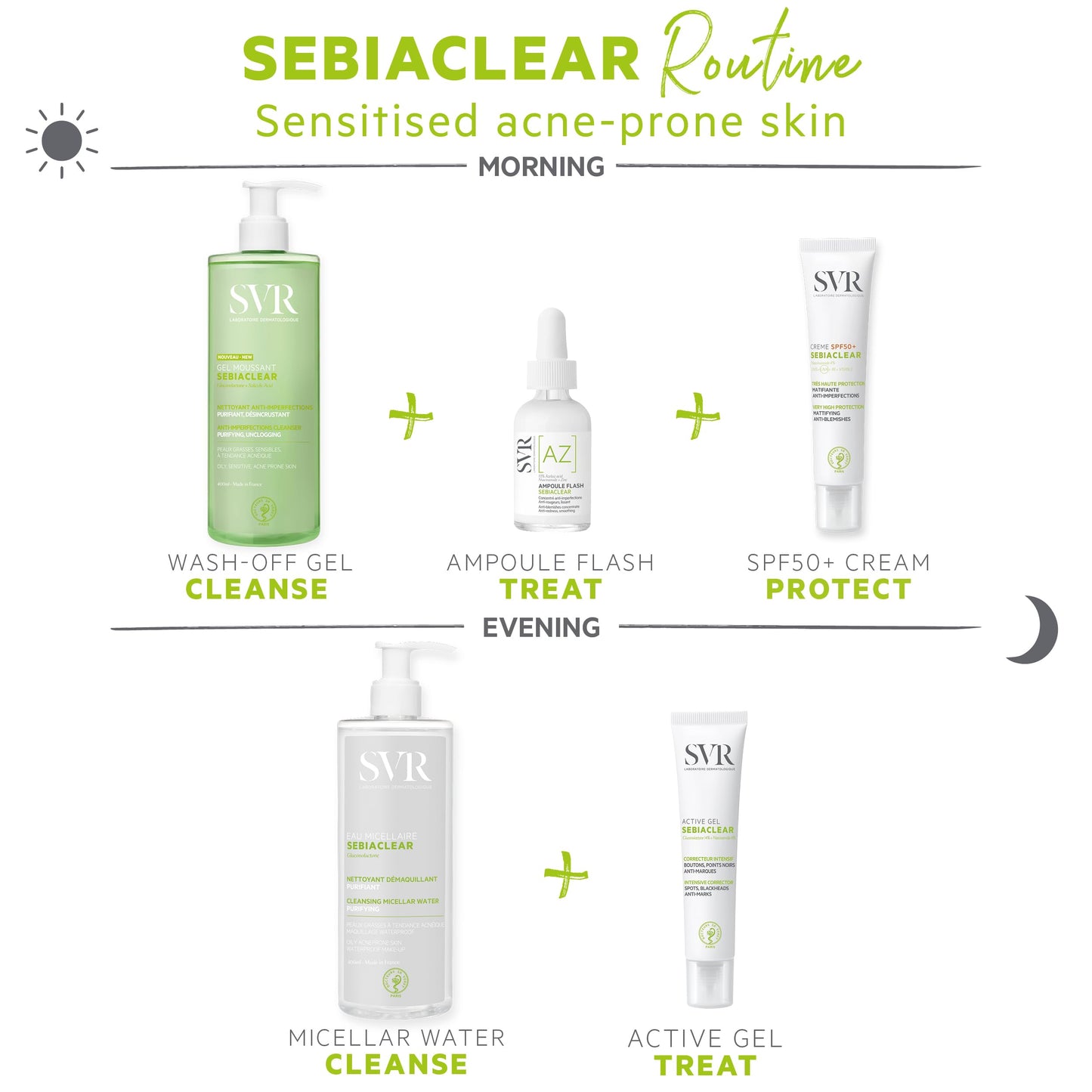 SVR SEBIACLEAR Ampoule Flash 15% Azelaic Acid Serum, Retexturises Acne-prone, Oily, Combination Skin. 8% Omega Ceramides + 5% Niacinamide, 30ml