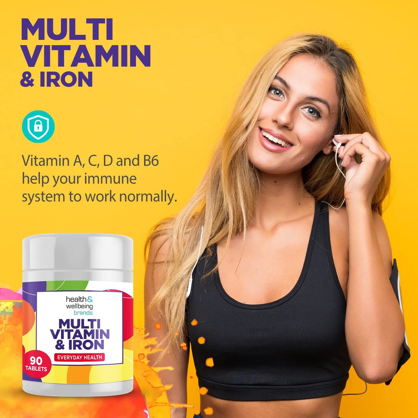 Club Vits Multivitamin & Iron (180) 2 x 90 Easy to Swallow Tablets (180) with Vitamins A,B,D,C,E and Minerals, One a Day, Support for Immune System,