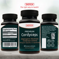 DOYCH Potent Cordyceps Mushroom Capsules 1400 mg Performance Booster - Bioactive Cordyceps Sinensis Extract with 40% Polysaccharides & Beta Glucan - 60 Organic Mushroom Capsules by Doych