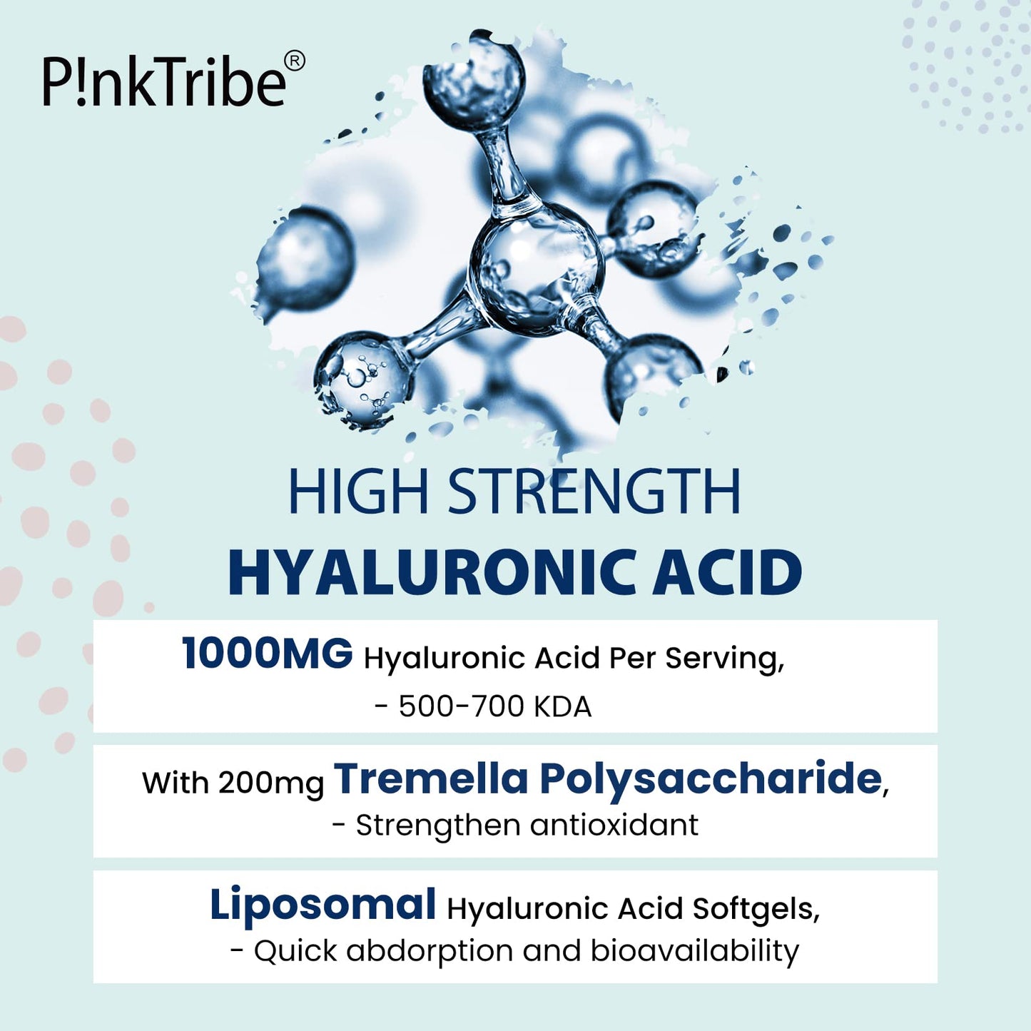 Liposomal Hyaluronic Acid Supplement - 1200mg Per Serving, High-Potency Bioavailable Hyaluronic Acid Capsules, Supports Skin & Joints, 60 Softgels