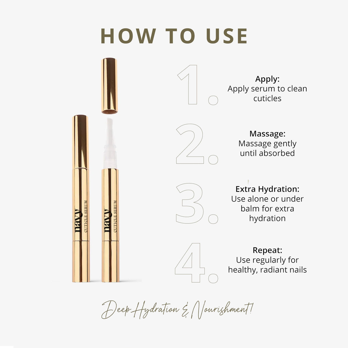Navy Cuticle Oil Pen 4ml | Hydrating Nail & Cuticle Pen with Collagen | Infused with Jojoba & Argan Oil | Travel Size Cuticle Oil Pen | Nourishing Cuticle Oil Pens for Nails Treatment | Made in UK