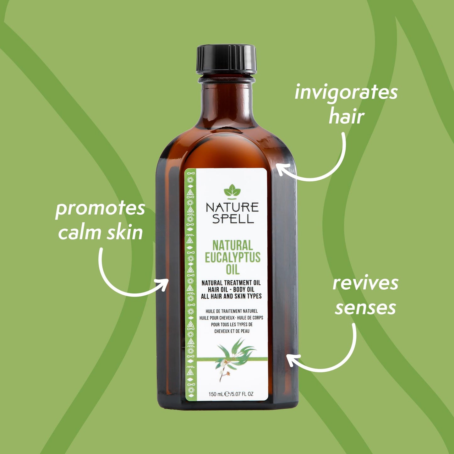 Nature Spell Eucalyptus Oil for Hair & Body, Pre-Diluted Oil to Smooth Strands & Refresh Skin Texture, For All Hair & Skin Types, Vegan, 150ml