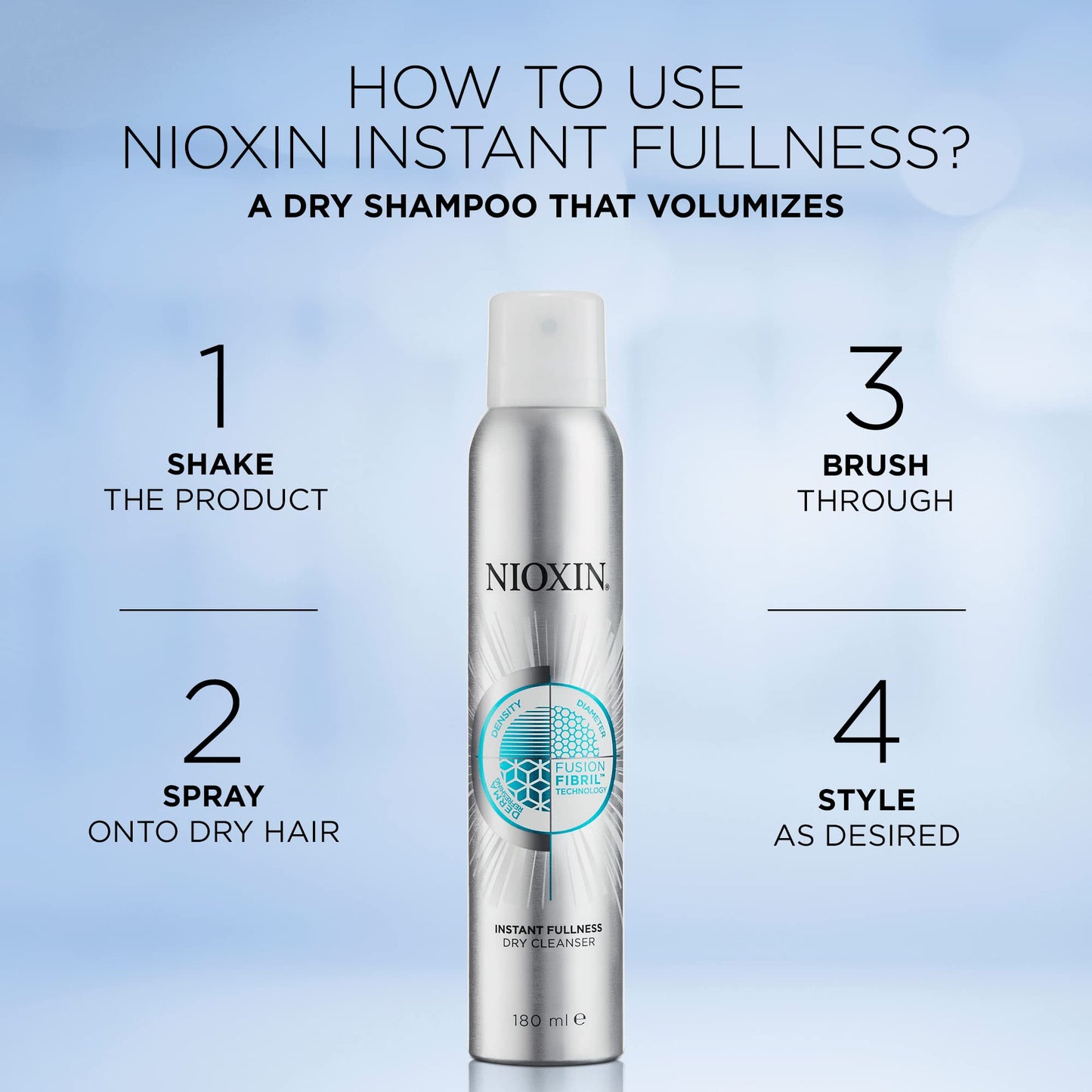 Nioxin 3D Instant Fullness Volumising Dry Shampoo, For Fine and Thinning Hair, Get up to 2x fuller-looking Hair, Hair Thickening Treatment, 180ml
