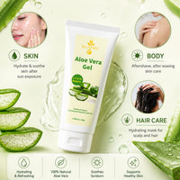 RSAFSBY 100% Natural Aloe Vera Gel for Face, Body & Hair - 100g Cold Pressed - Soothing, Hydrating & Repairing - Relieves Dry Skin, Sunburn, Blemishes & Itchy