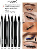 Phoera AQUAPURITY PHOERA® WATERPROOF LIQUID EYELINER PEN BROWN BLACK AND 4 MORE COLOURS SMUDGE PROOF EYE LINER LONG LASTING MAKEUP COSMETICS UK (103 DARK BLUE)