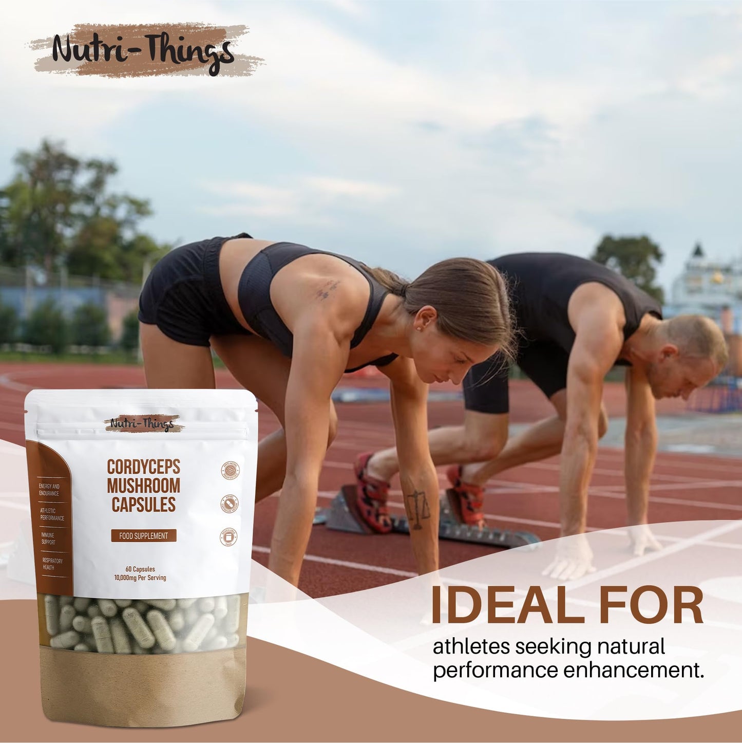 Nutri-things Cordyceps Mushroom Capsules: Natural Performance Enhancement, Immune Support, Respiratory Health, Antioxidant Protection, Hormone Balance, Vegan-Friendly