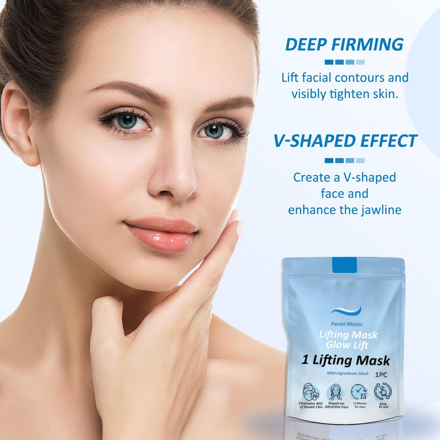 ExcellaElite 3 Pcs of V Line Face Lifting Chin Mask Strap for Double Chin Lifting Mask Multiple Active Ingredients Firming Skin Lifting Facial Skin