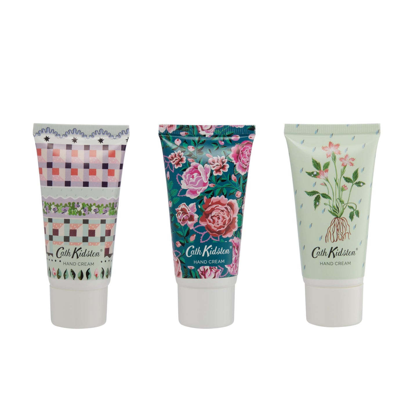 Heathcote & Ivory Cath Kidston Hand Creams 30ml x3, 3 Fragrances, Hand Moisturiser, Fits in Pocket, Handbag, Backpack or Toiletry Bag, Beauty Gift For Her, Travel Size, Vegan and Cruelty Friendly