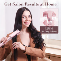 AISEELY 32MM Ceramic Curling Wand - 3 Barrel Deep Wave Hair Curler with Adjustable Temp (160°C-220°C), Anti-Scald Design & Travel Lock | Frizz-Free Waves for All Hair Types | Pink