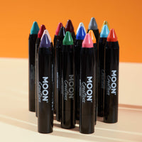 Moon Creations Face Paint Stick Body Crayons | Yellow | 3.2g | Sweat Proof & Water-Resistant Face Paint | Cruelty Free, Made in UK | For Kids, Adults, Fancy Dress, Festivals, Halloween